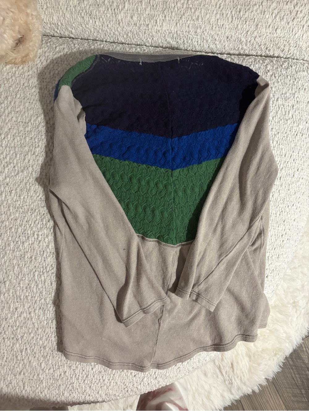 Free People Chevron Knit Crew Sweater in Navy, Blue, Green